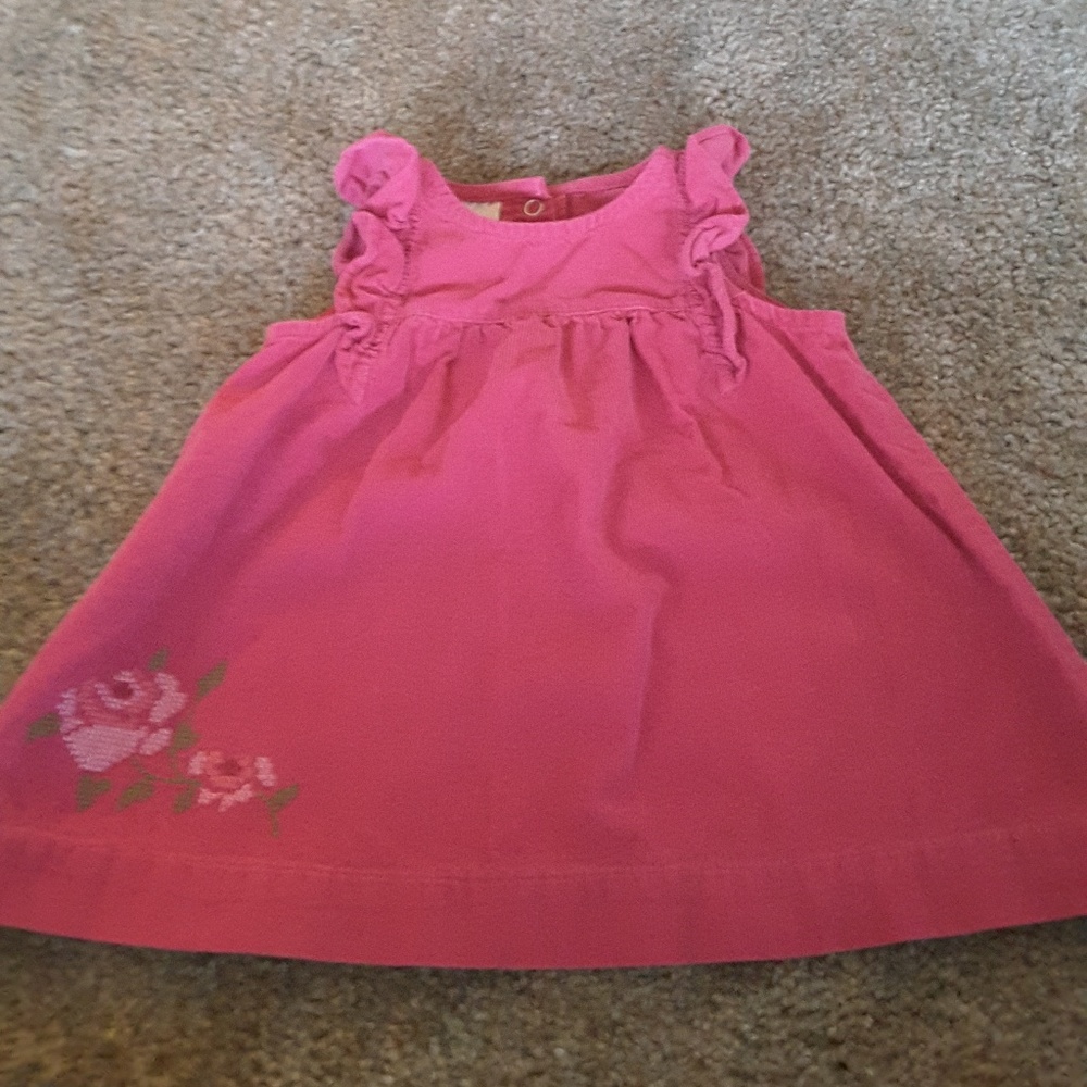 Small Wonders dress pink needlepoint floral 3-6 mo